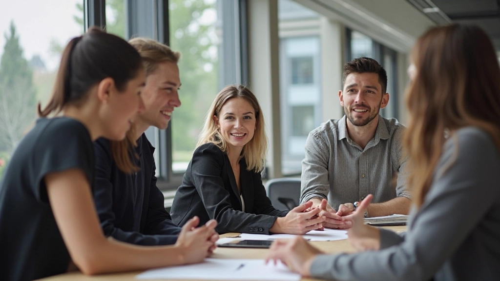 Groep diverse professionals samenwerking aan tafel, brainstormsessie in modern kantoor met natuurlijk licht
