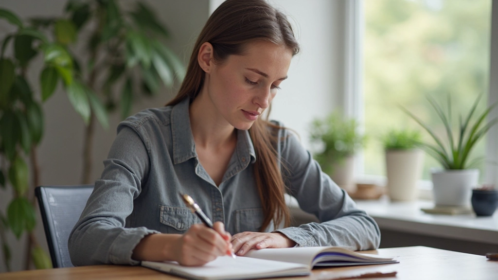 Iemand schrijft doelstellingen op in een notitieboek met helder zicht op persoonlijke ambities